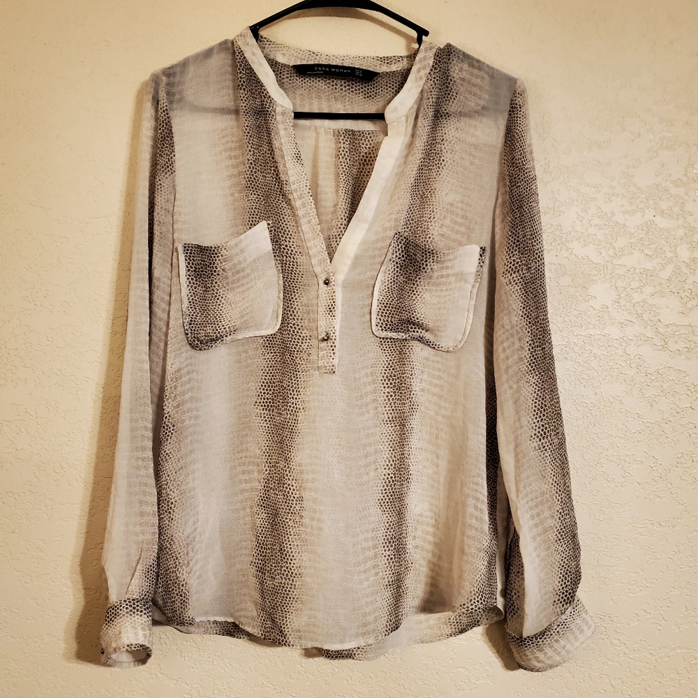 Zara Woman Snakeprint Blouse